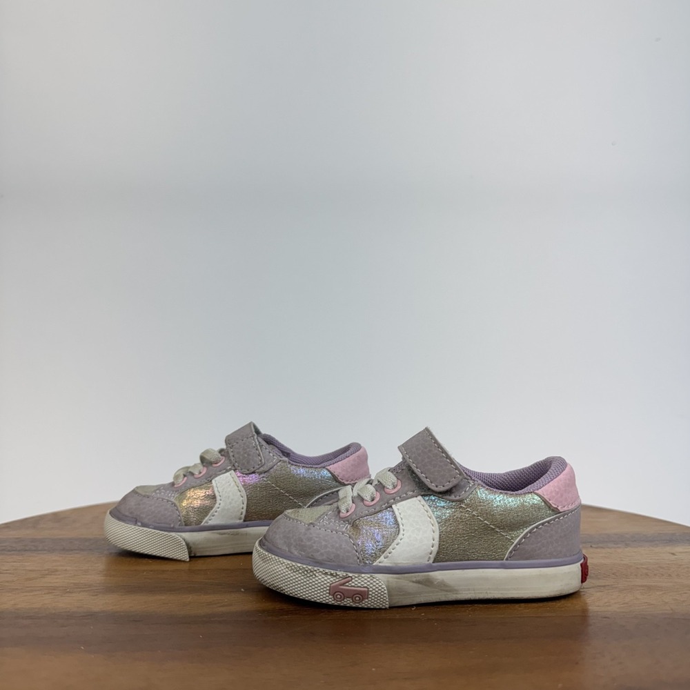 Little Kids Girls See Kai Run Connor Gold Purple Low Sneakers Shoes Size 5 C GUC - Picture 2 of 8